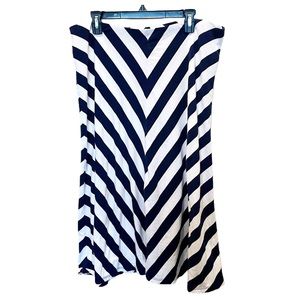 Chaps Navy & White Chevron Pull-On Jersey Knit Maxi Skirt XL
